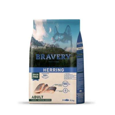 BRAVERY DOG MEDIUM LARGE ADULT HERRING 4KG