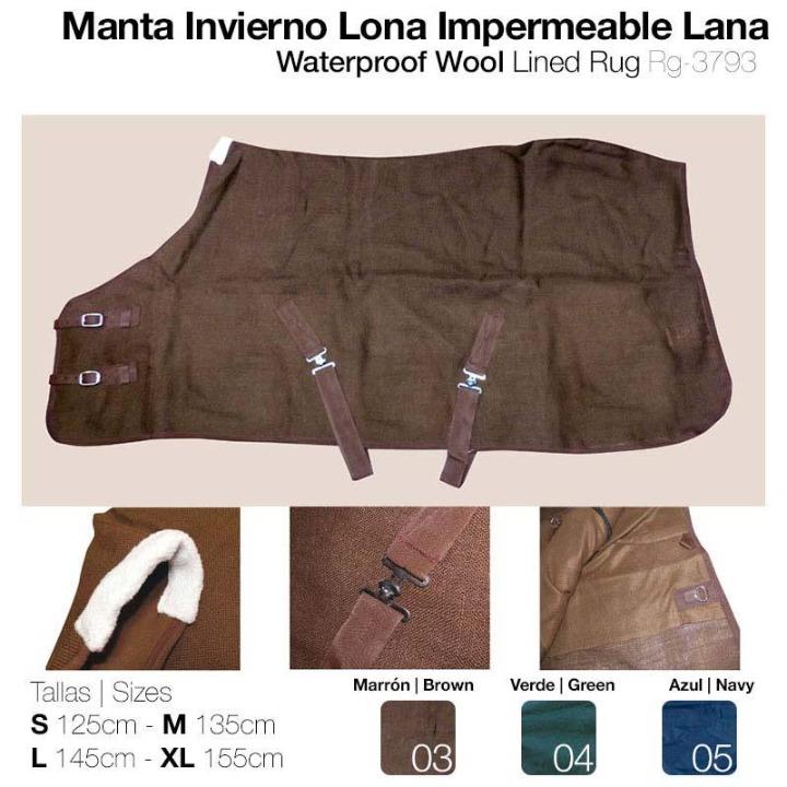 MANTA INVIERNO LONA IMPERMEABLE LANA AZUL M